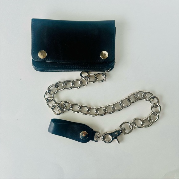 Other - Genuine Leather Card & Key Holder w 20” Stainless Chain